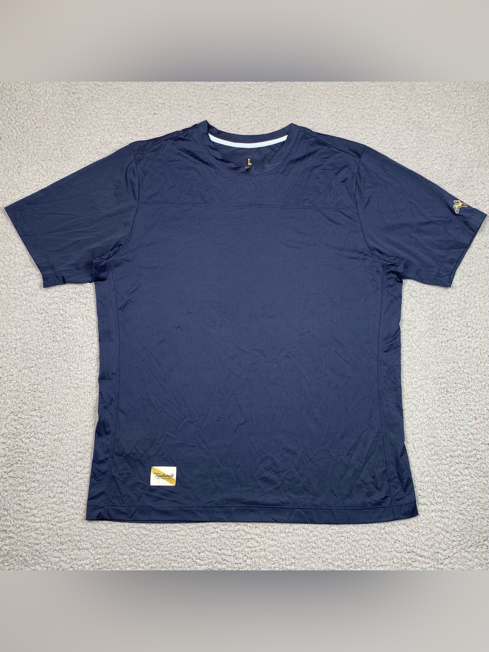 Tracksmith Running T Shirt Men's Size L Blue Short Sleeve Breathable Stretch